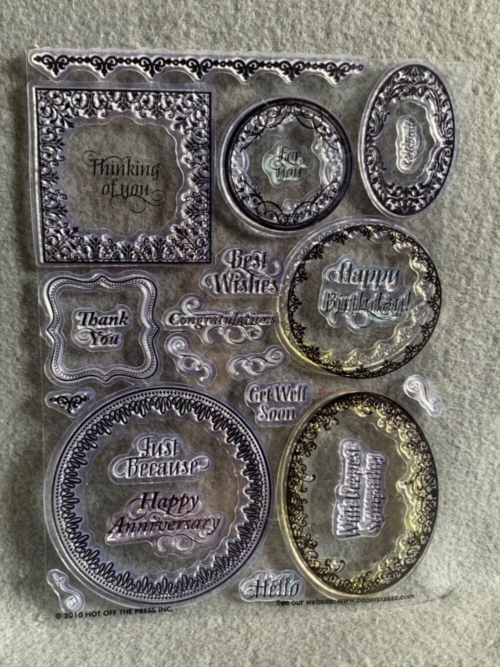 Hot Off the Press Framed Sentiment Clear Cling Stamps